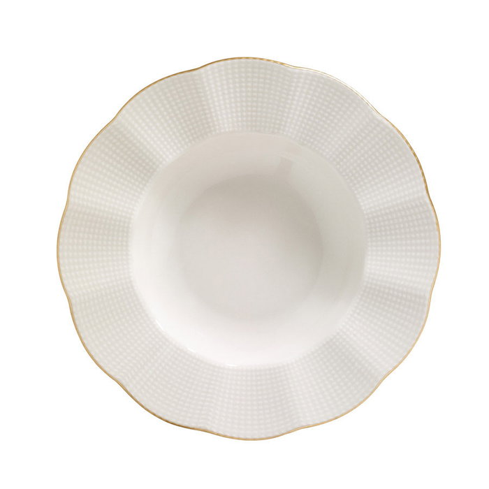 Hermia MLN24Y2694R520 Vajilla de Porcelana 24 Piezas Crema y Dorado Apta para Microondas